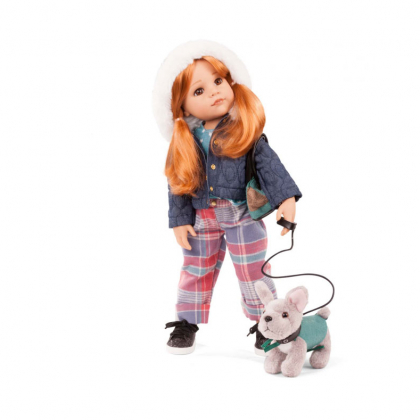 Кукла Ханна гуляет с собакой, рыжеволосая, 50 см